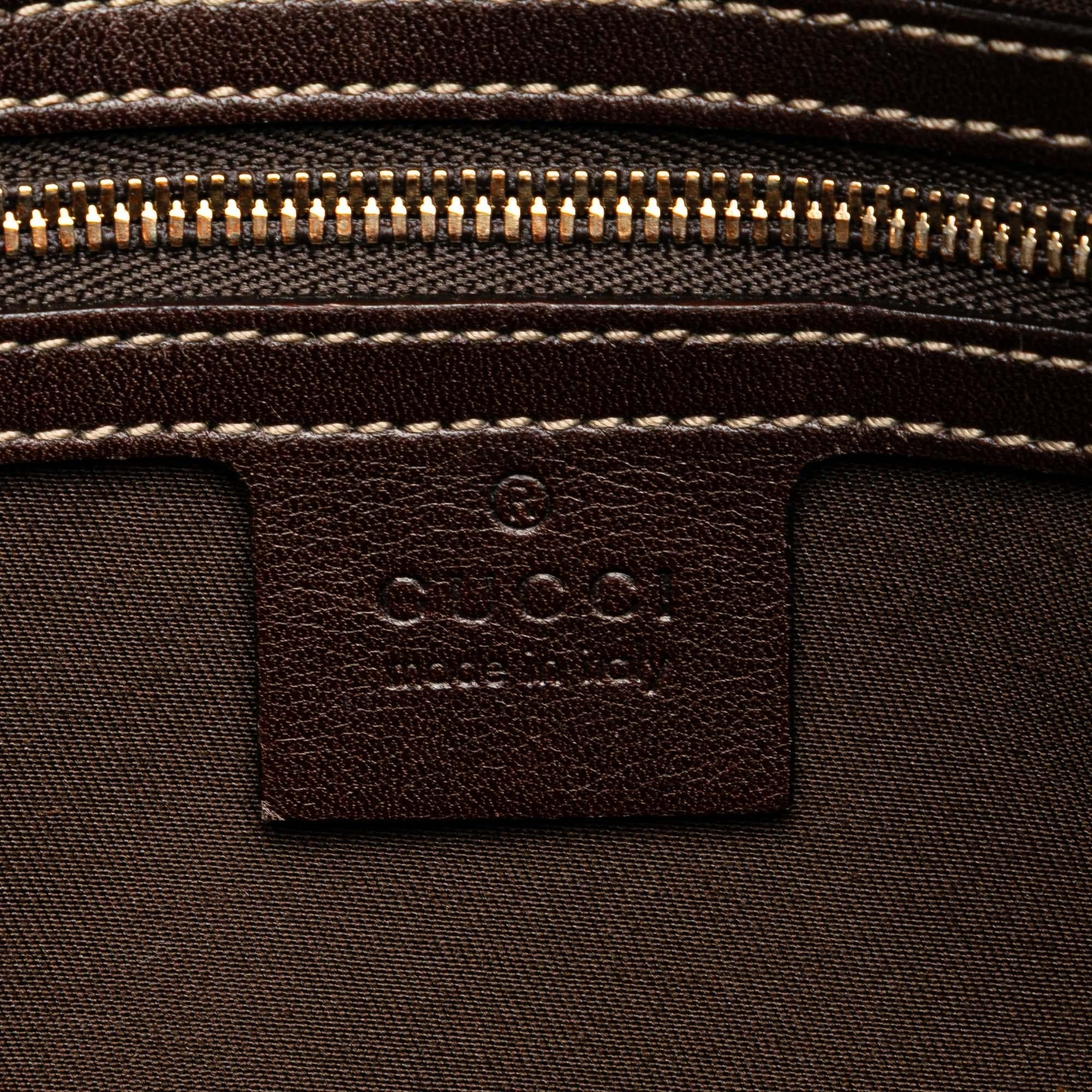 Gucci Printed Canvas Bamboo Horsebit Handbag