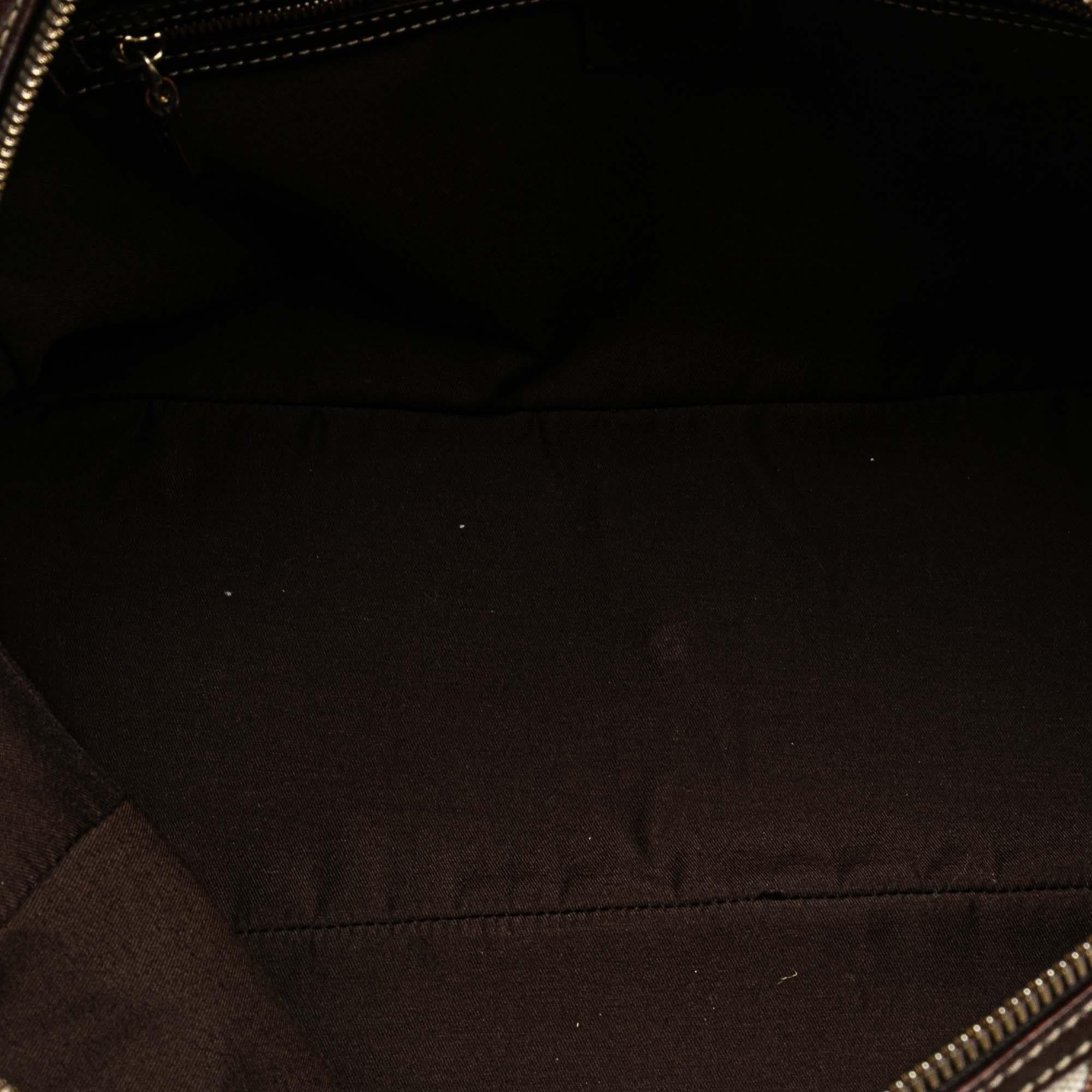 Gucci Printed Canvas Bamboo Horsebit Handbag