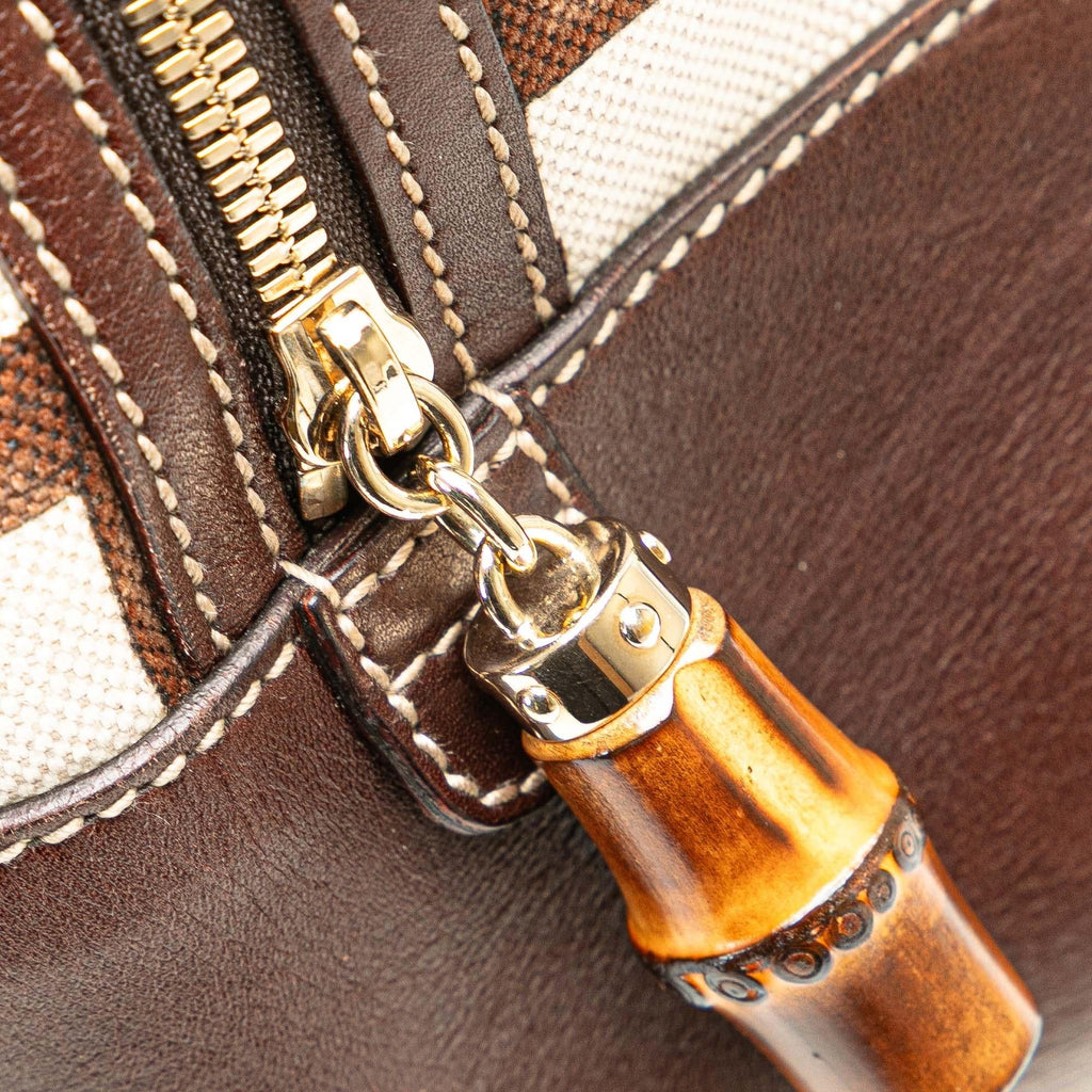 Gucci Printed Canvas Bamboo Horsebit Handbag