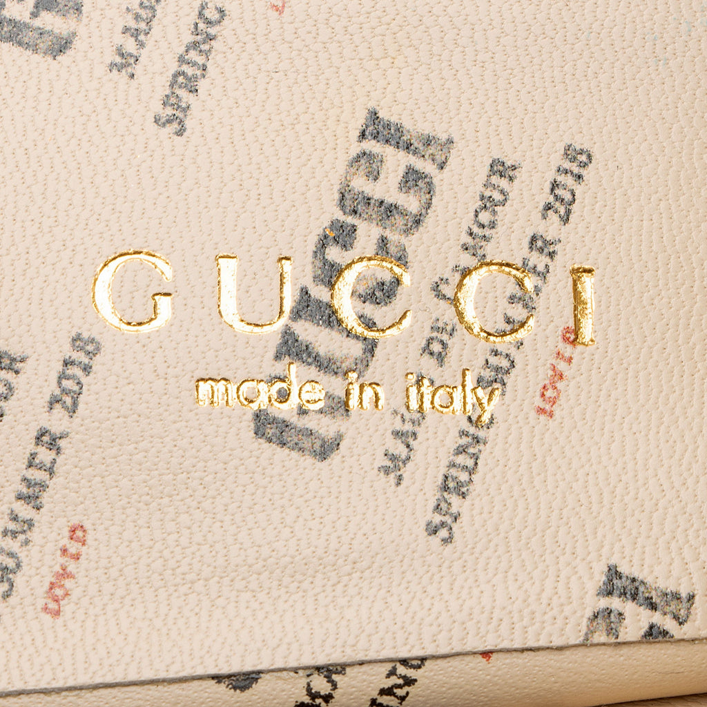 Gucci Printed Leather Logo Stamp Horsebit Princeton Mules - Size 7 / 37 (SHF-gNbUhz)
