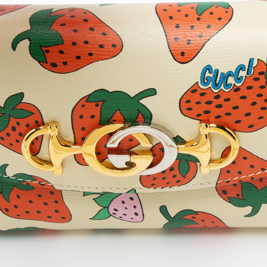 Gucci Printed Leather Strawberry Zumi Mini Shoulder Bag