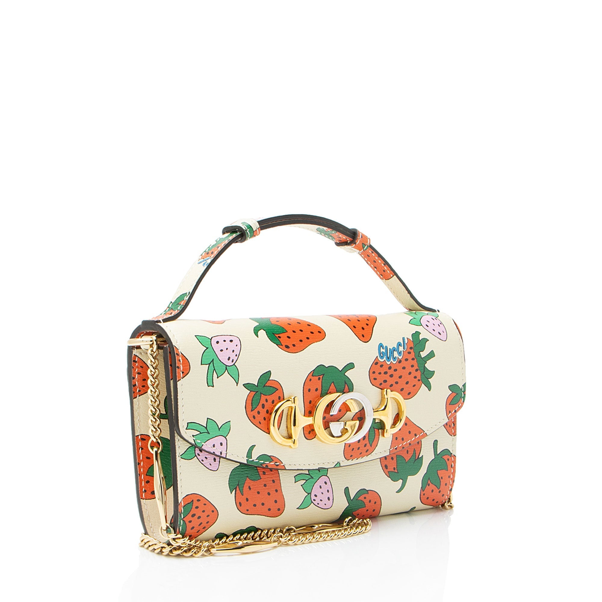 Gucci Printed Leather Strawberry Zumi Mini Shoulder Bag