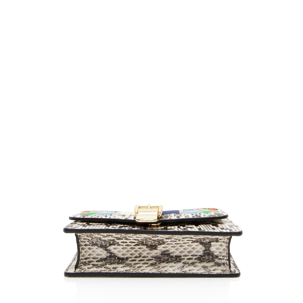 Gucci Python Floral Embroidered Sylvie Super Mini Shoulder Bag (SHF-GgSM5V)