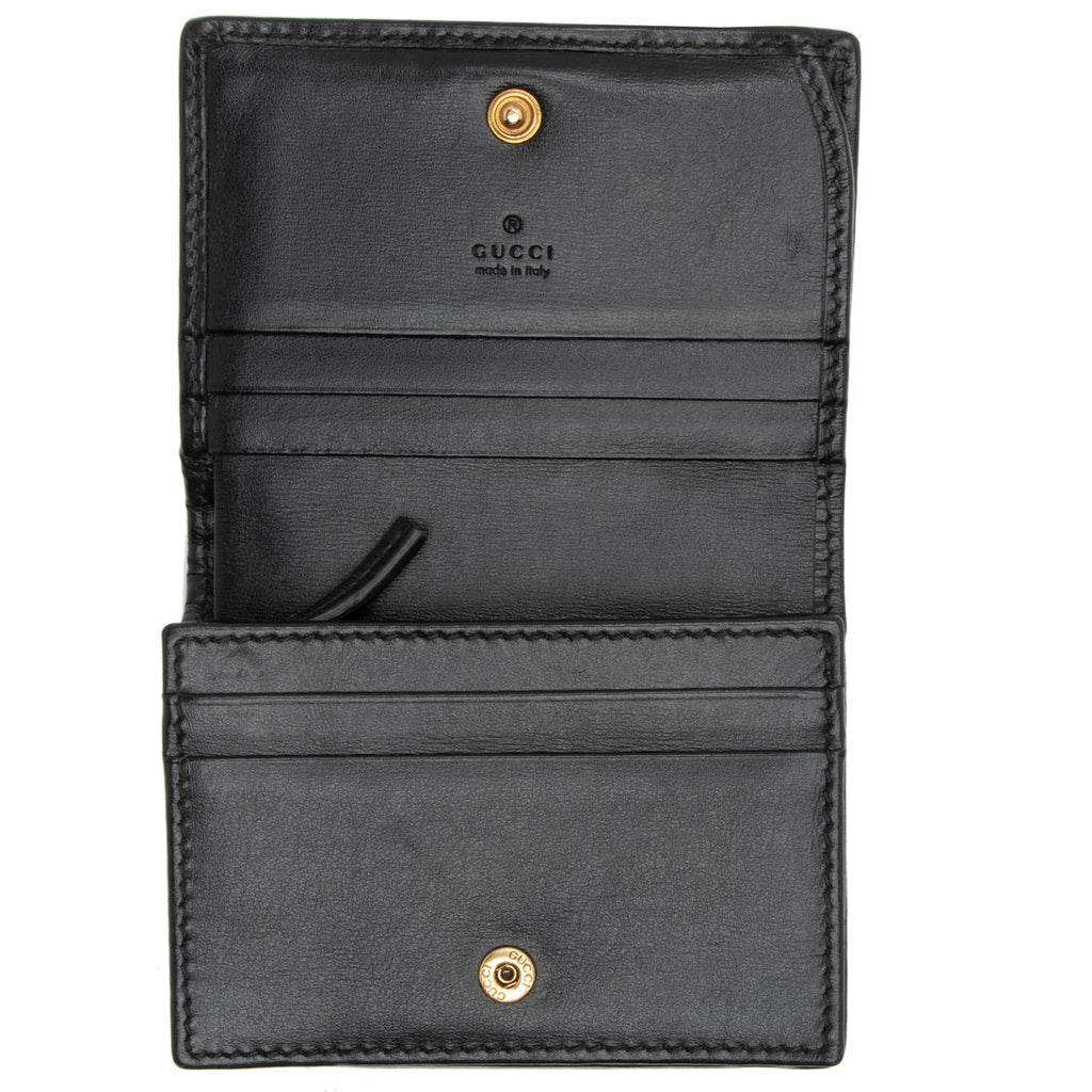 Gucci Quilted Leather GG Marmont Web Trapuntata Card Case Wallet (SHF-9USkLq)