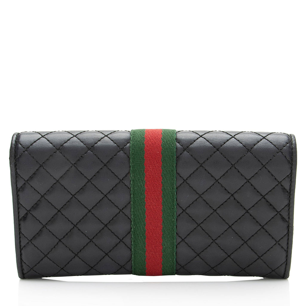 Gucci Quilted Leather GG Marmont Web Trapuntata ContinLBtal Wallet