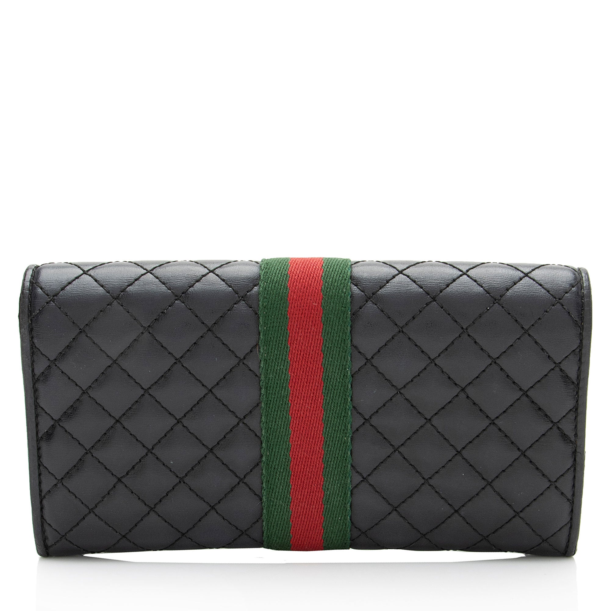 Gucci Quilted Leather GG Marmont Web Trapuntata ContinLBtal Wallet