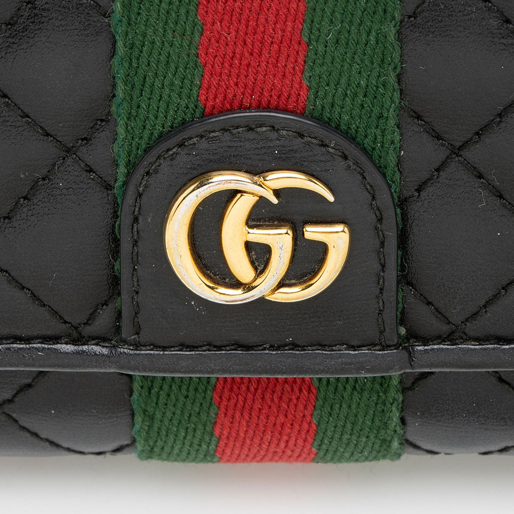 Gucci Quilted Leather GG Marmont Web Trapuntata ContinLBtal Wallet