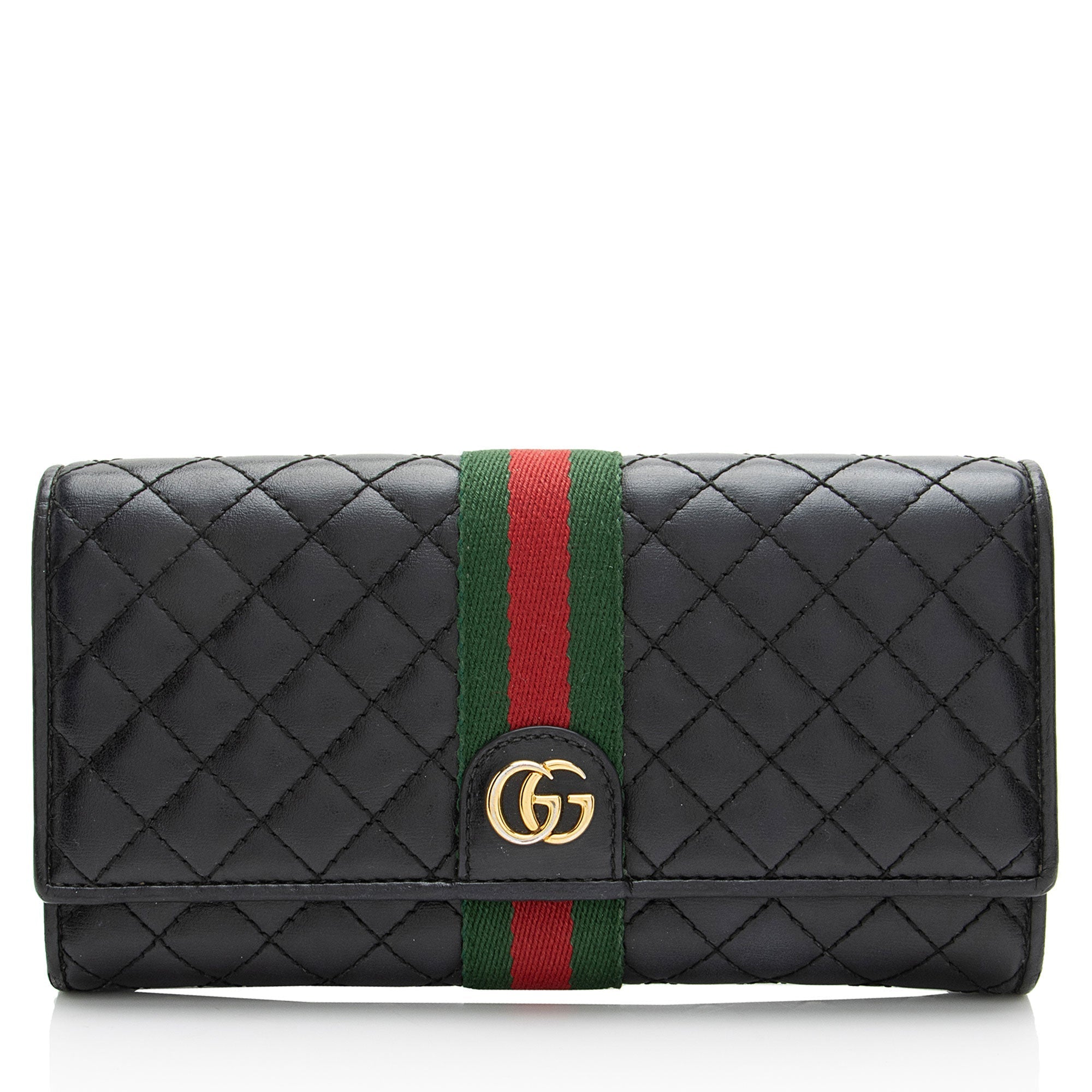 Gucci Quilted Leather GG Marmont Web Trapuntata ContinLBtal Wallet