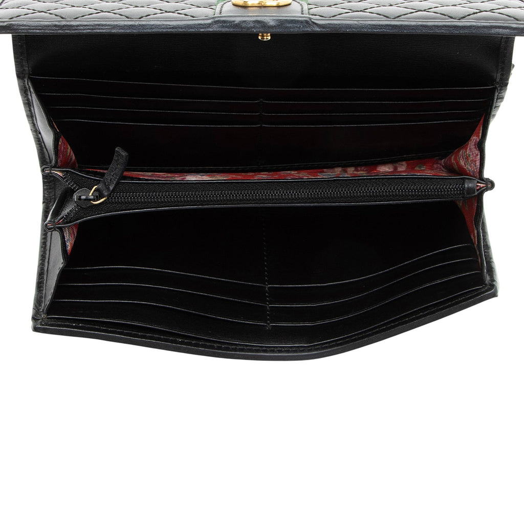 Gucci Quilted Leather GG Marmont Web Trapuntata ContinLBtal Wallet