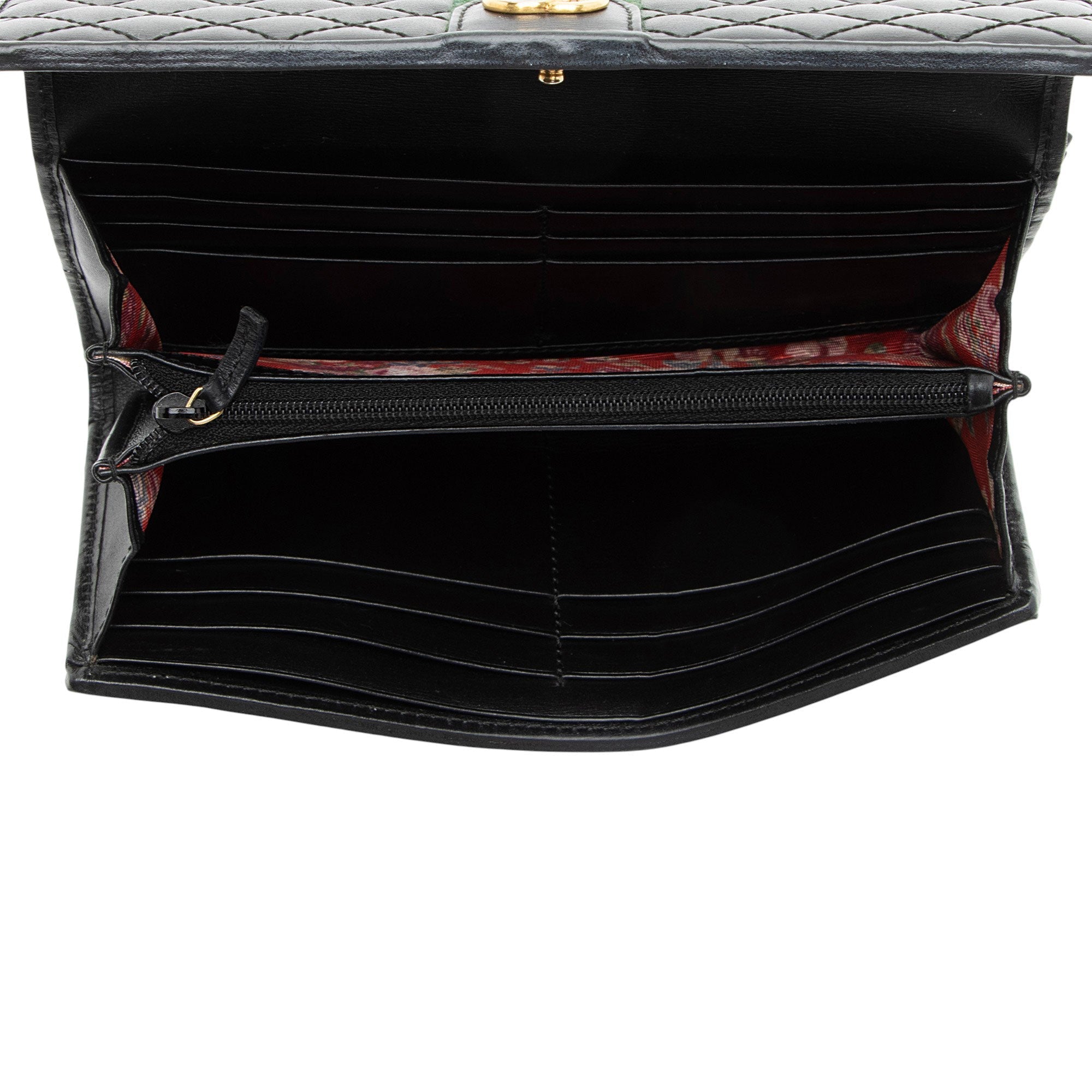 Gucci Quilted Leather GG Marmont Web Trapuntata ContinLBtal Wallet