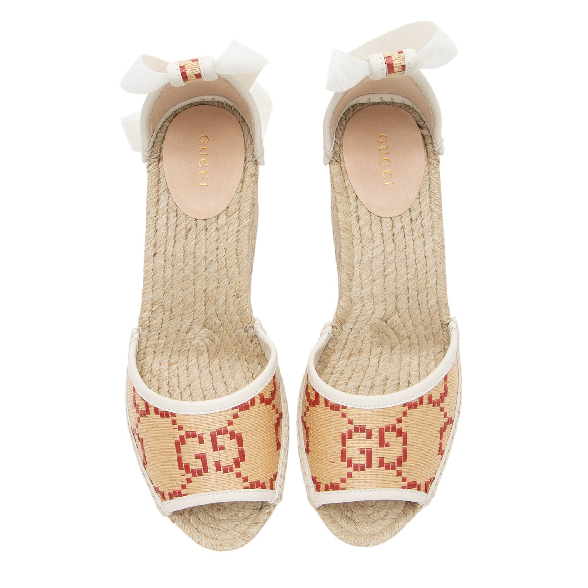 Gucci Raffia GG Espadrille Wedges - Size 9.5 / 39.5