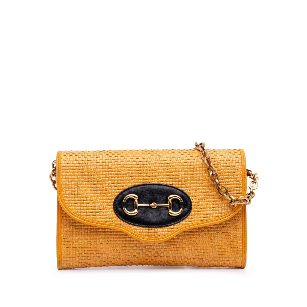 Gucci Raffia Horsebit 1955 Chain Crossbody