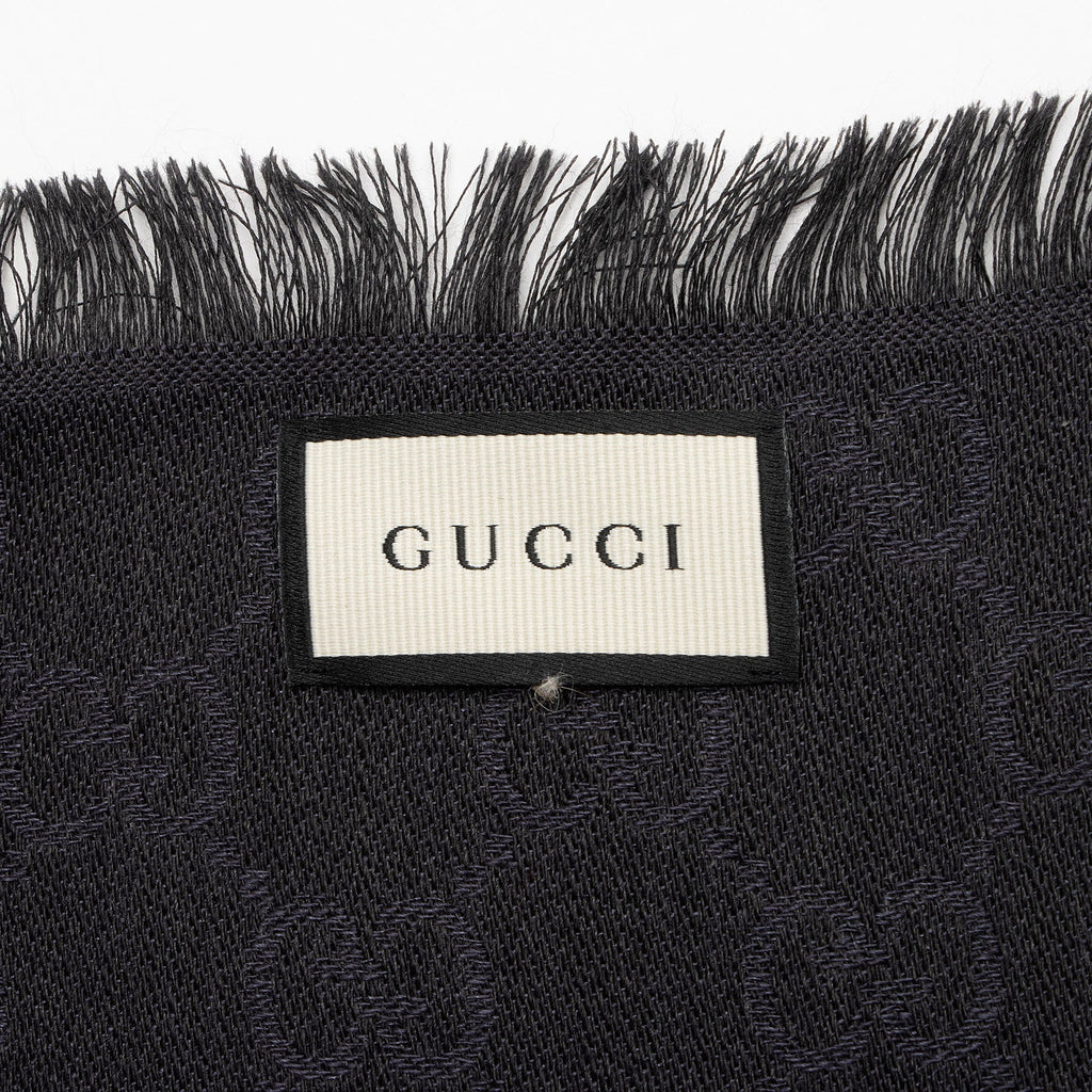 Gucci Silk Wool Monogram 140cm Shawl (SHF-sdYgHP)