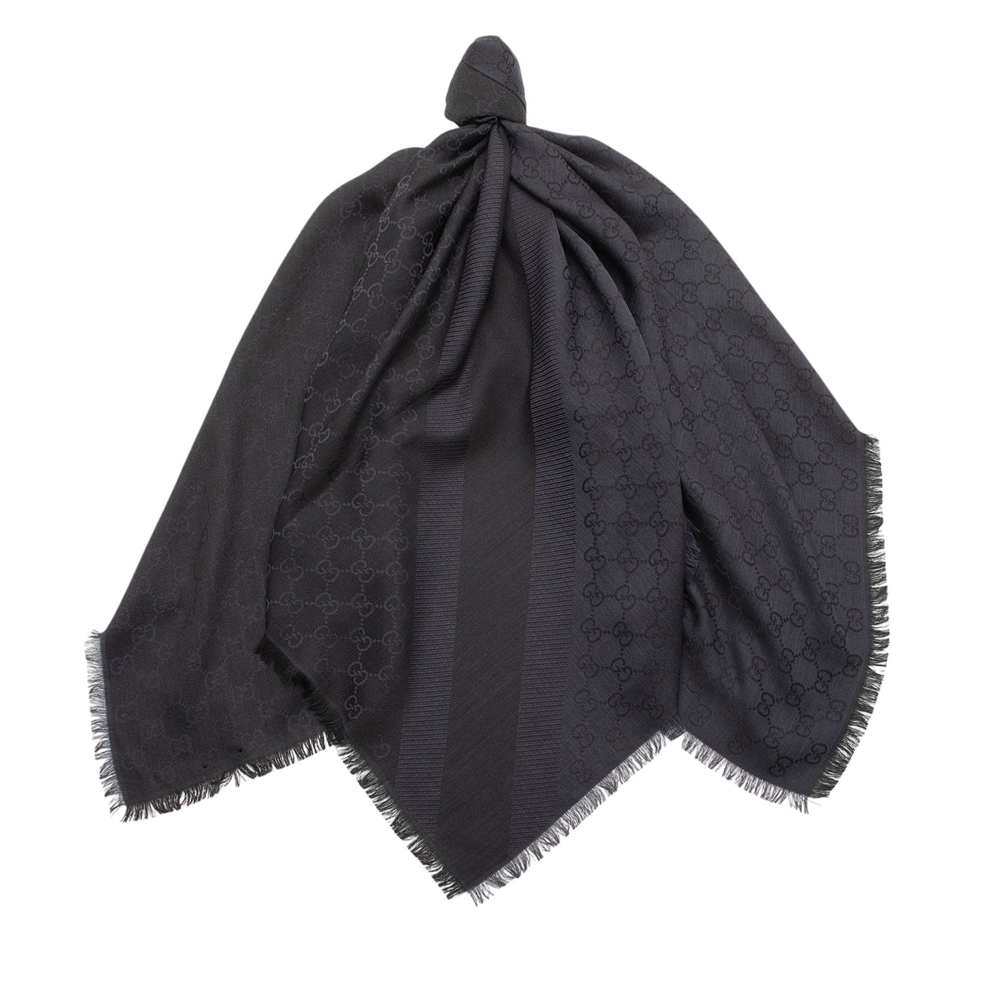 Gucci Silk Wool Monogram 140cm Shawl (SHF-sdYgHP)