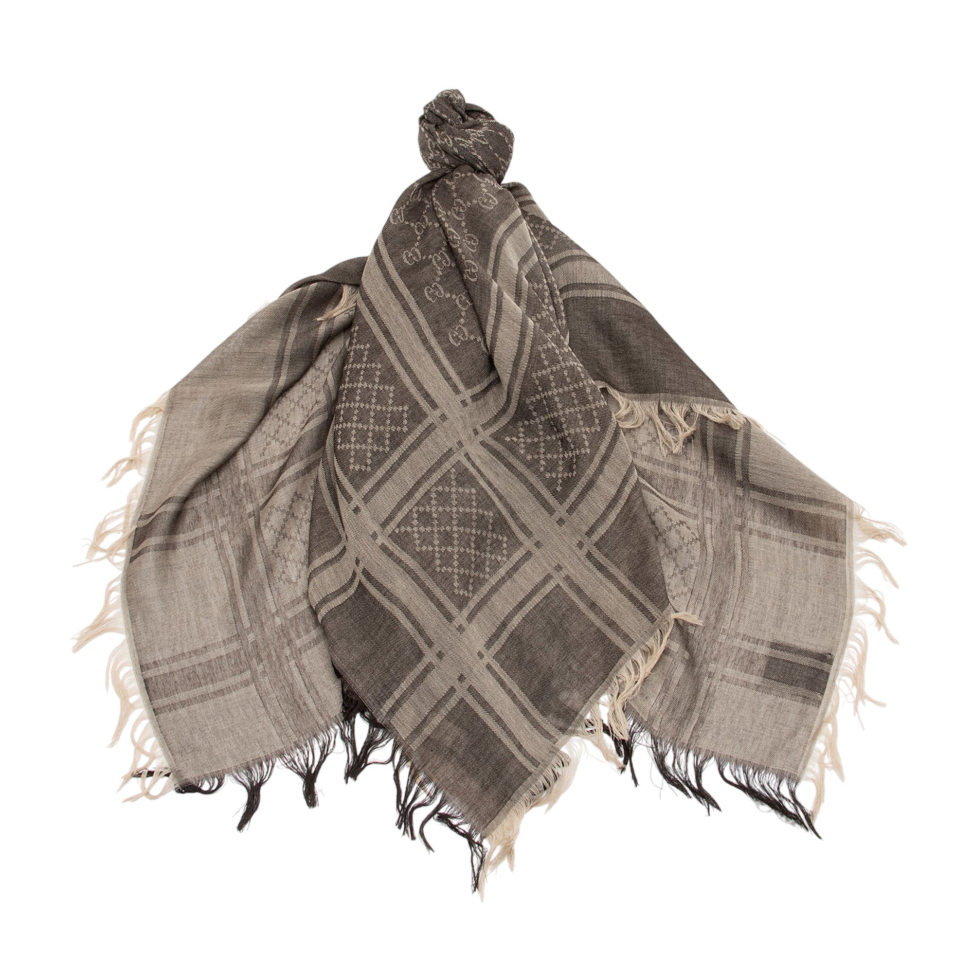 Gucci Silk Wool Monogram Diamante 140cm Shawl (SHF-E6gwxg)