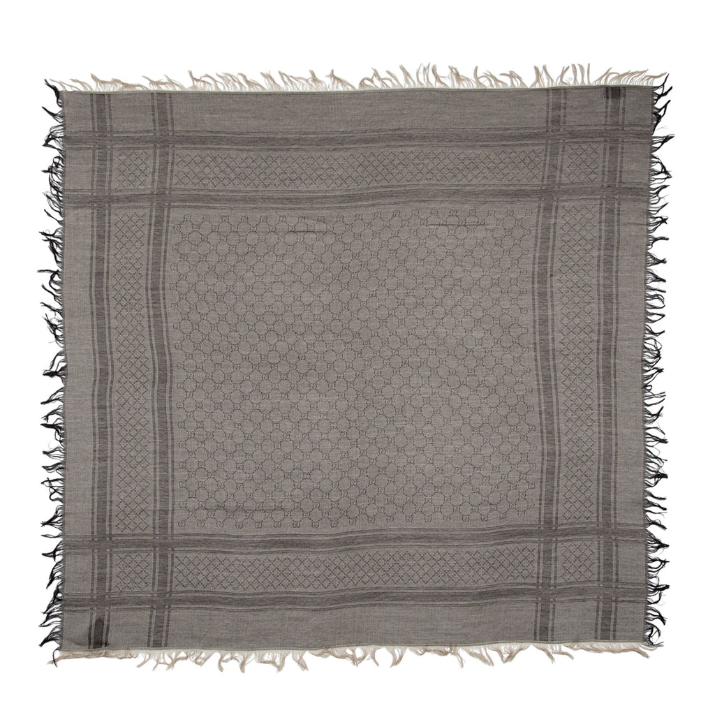 Gucci Silk Wool Monogram Diamante 140cm Shawl (SHF-JJ5ATF)