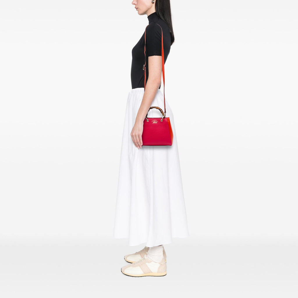 Gucci Small Bicolor Calfskin Bamboo Shopper Satchel