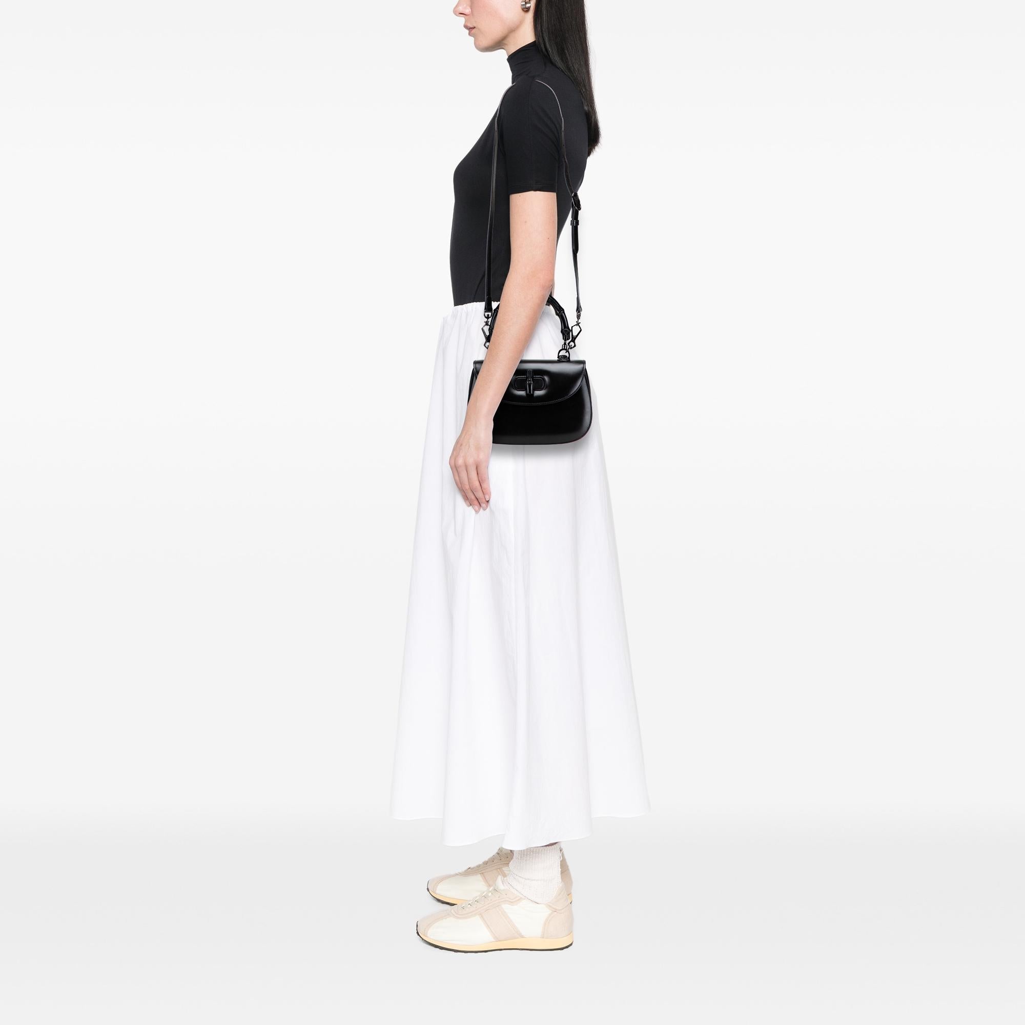 Gucci Small Calfskin 1947 Bamboo Top Handle Bag