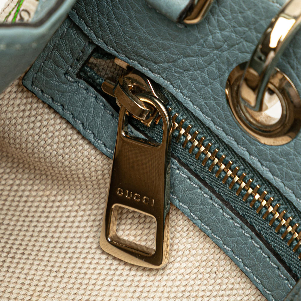 Gucci Small Canvas Flora Bamboo Shopper Satchel