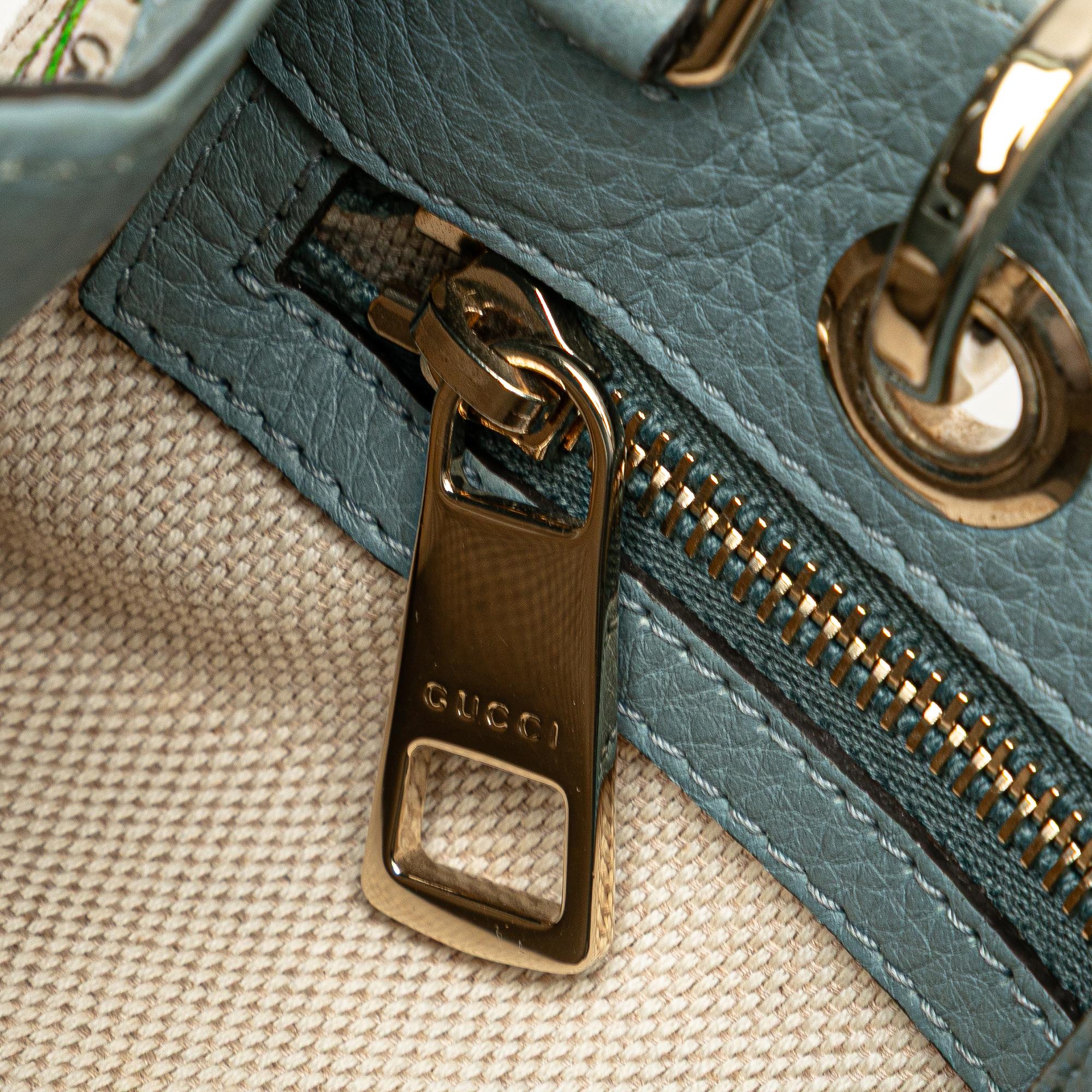 Gucci Small Canvas Flora Bamboo Shopper Satchel
