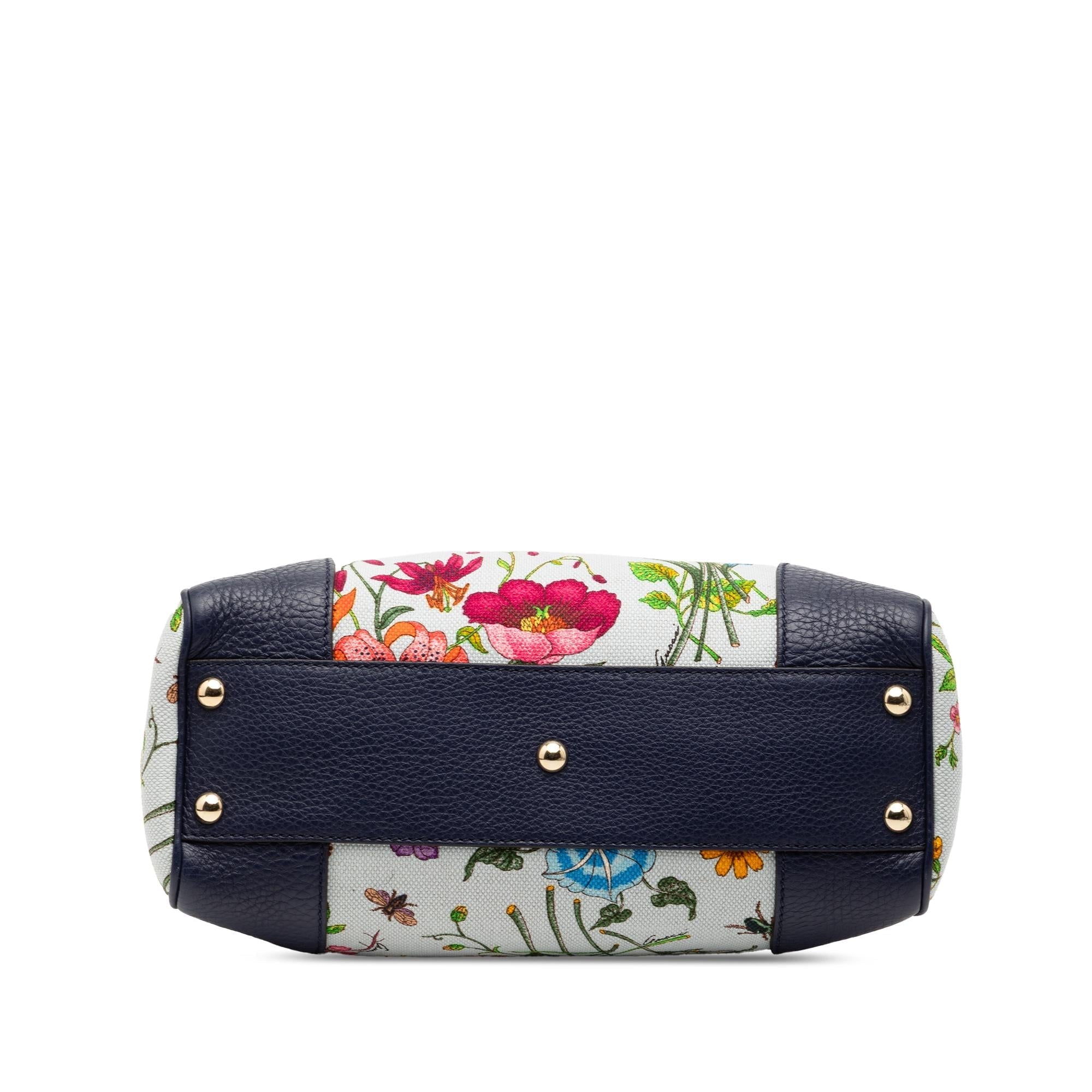 Gucci Small Canvas Flora Bamboo Shopper Satchel