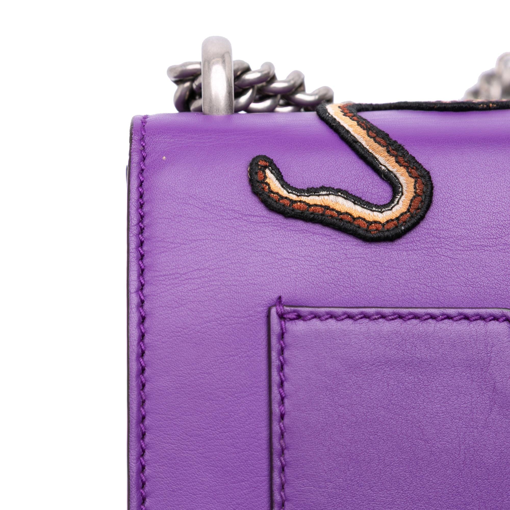 Gucci Small Embroidered Calfskin Tiger Strawberry Padlock Crossbody