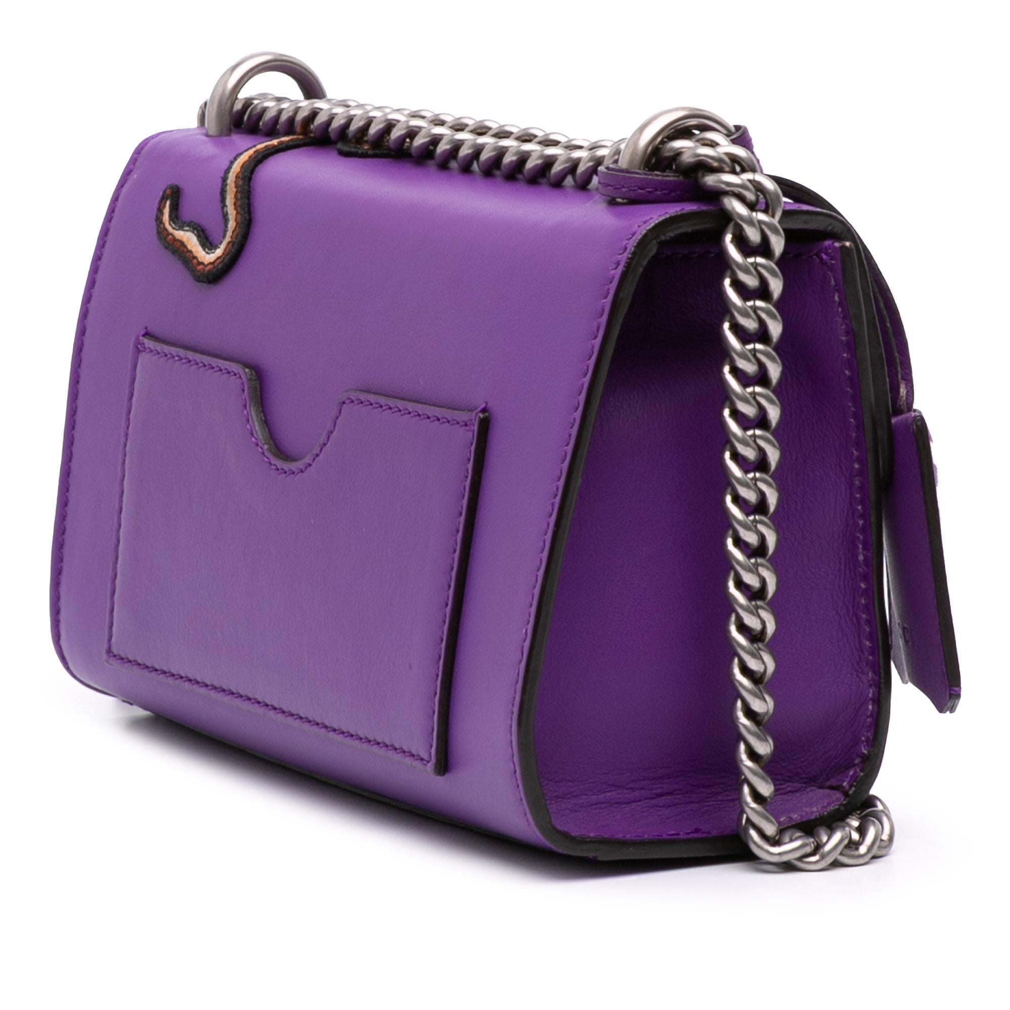 Gucci Small Embroidered Calfskin Tiger Strawberry Padlock Crossbody