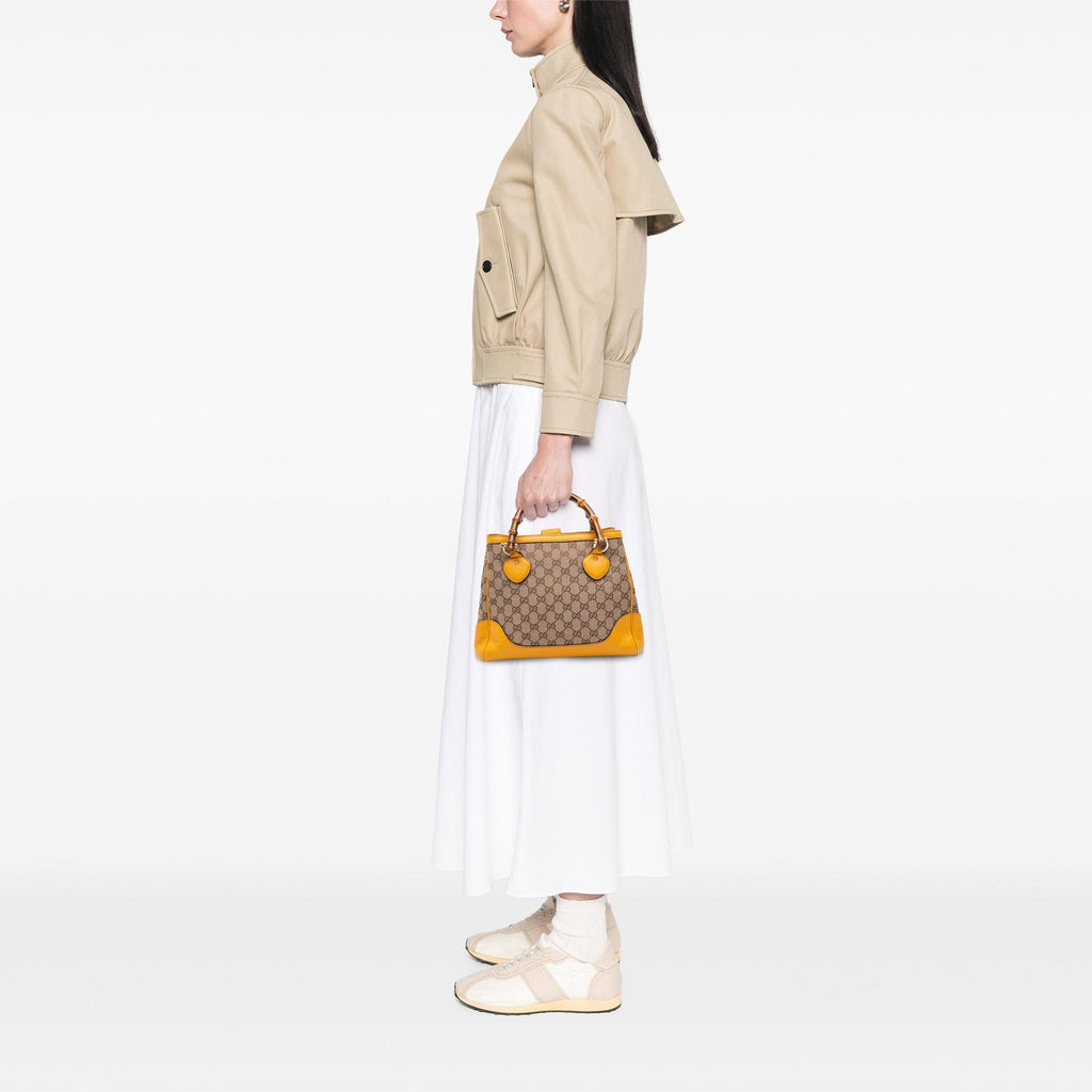 Gucci Small GG Canvas Diana Bamboo Top Handle Tote