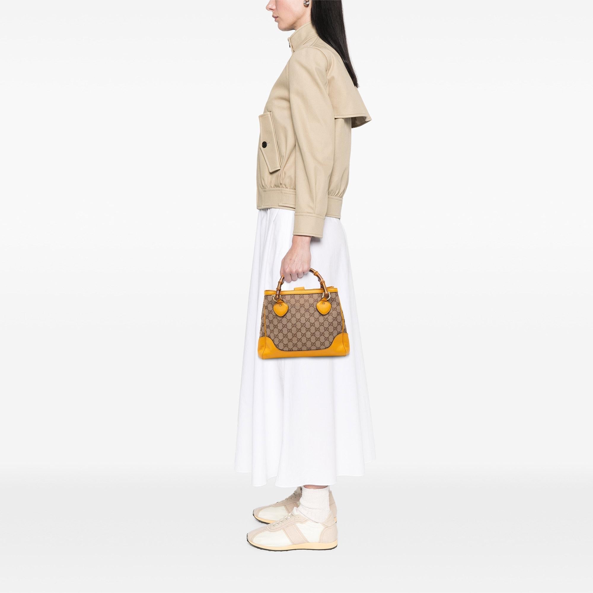 Gucci Small GG Canvas Diana Bamboo Top Handle Tote