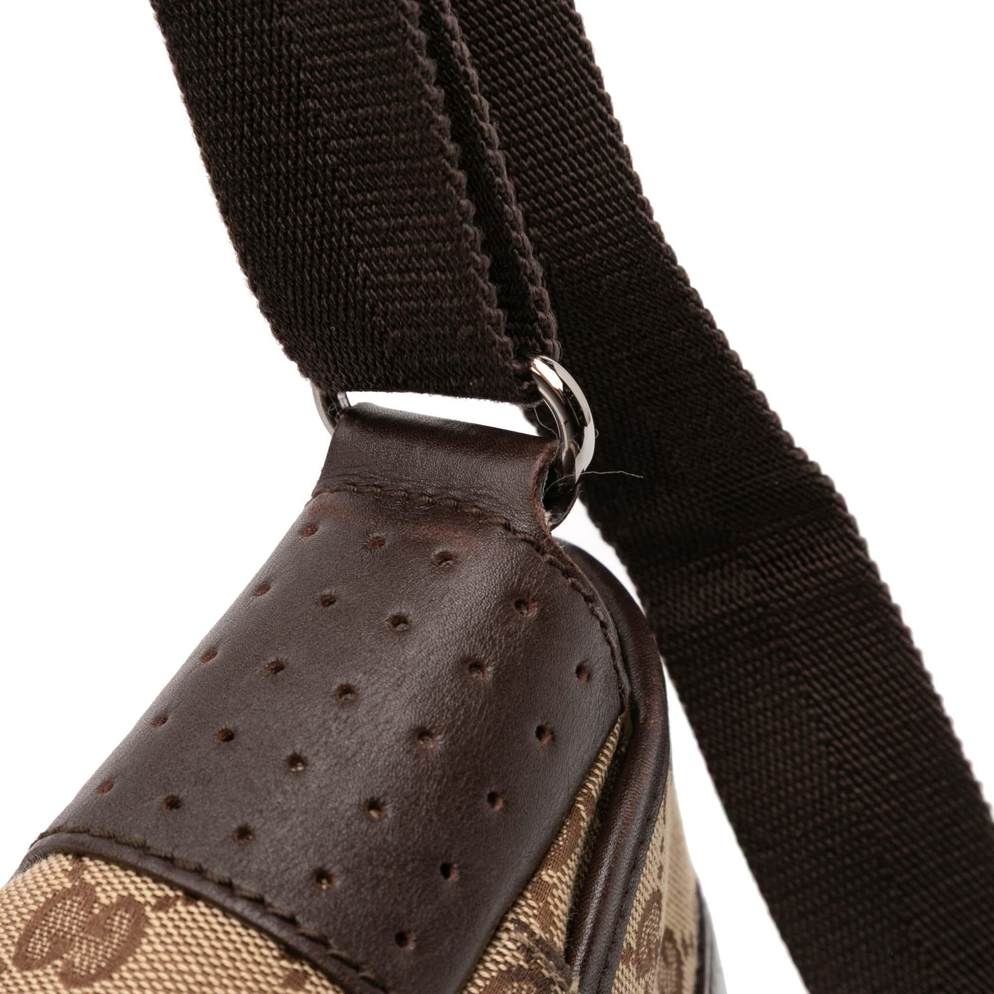 Gucci Small GG Canvas Double Buckle Flap Messenger Bag