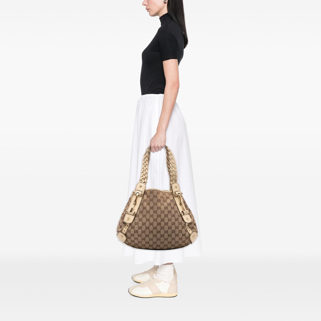 Gucci Small GG Canvas Horsebit Pelham Shoulder Bag