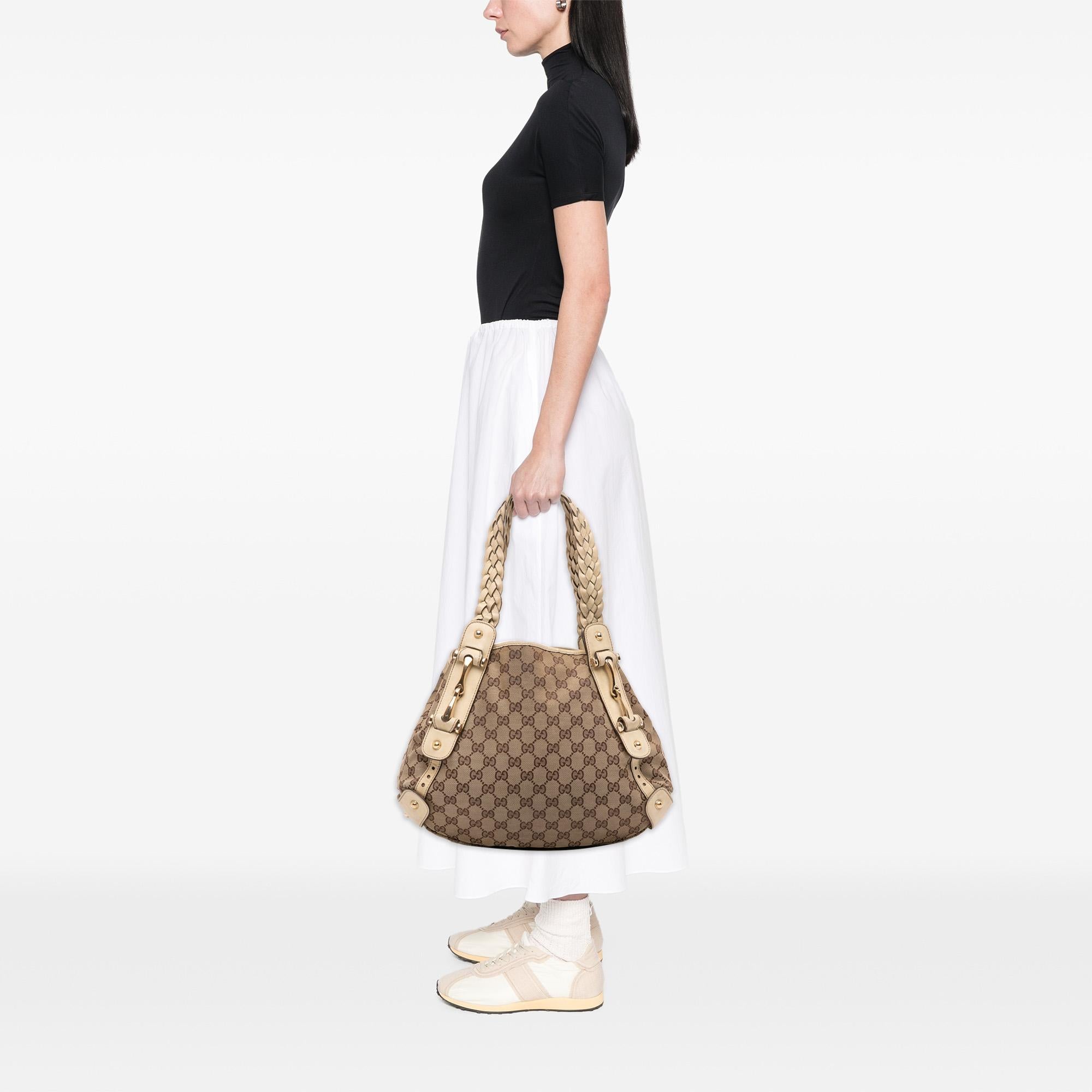 Gucci Small GG Canvas Horsebit Pelham Shoulder Bag