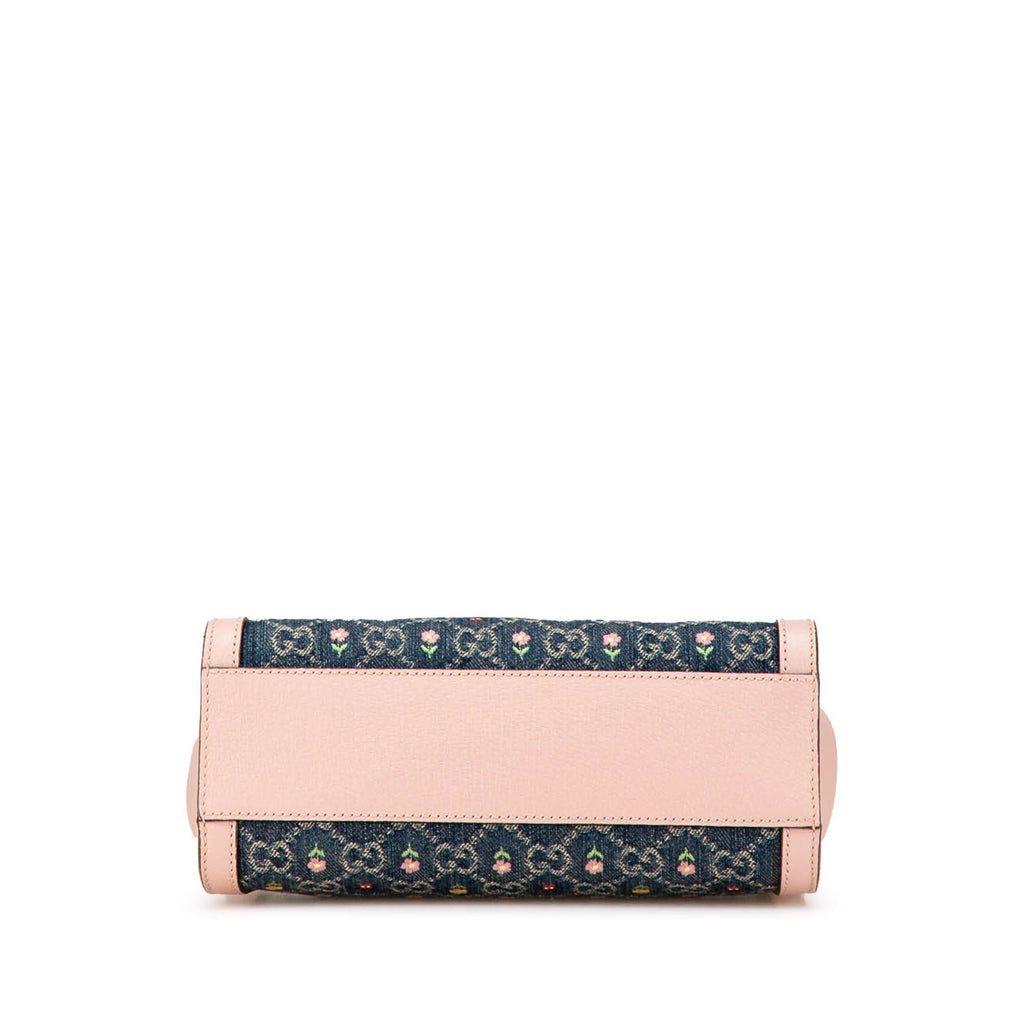 Gucci Small GG Denim Embroidery Ophidia Satchel