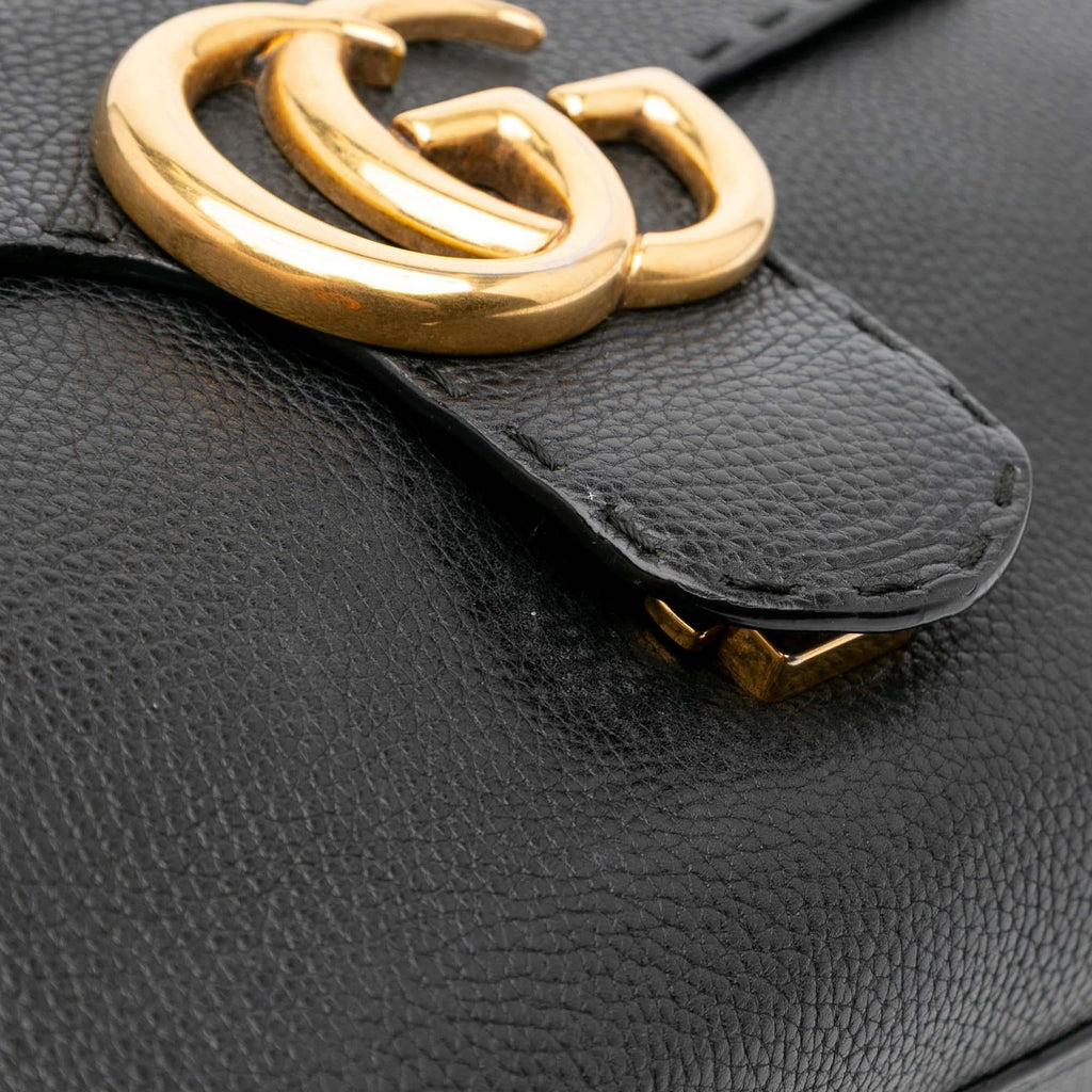 Gucci Small GG Marmont Grained Calfskin Top Handle Satchel
