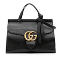 Gucci Small GG Marmont Grained Calfskin Top Handle Satchel