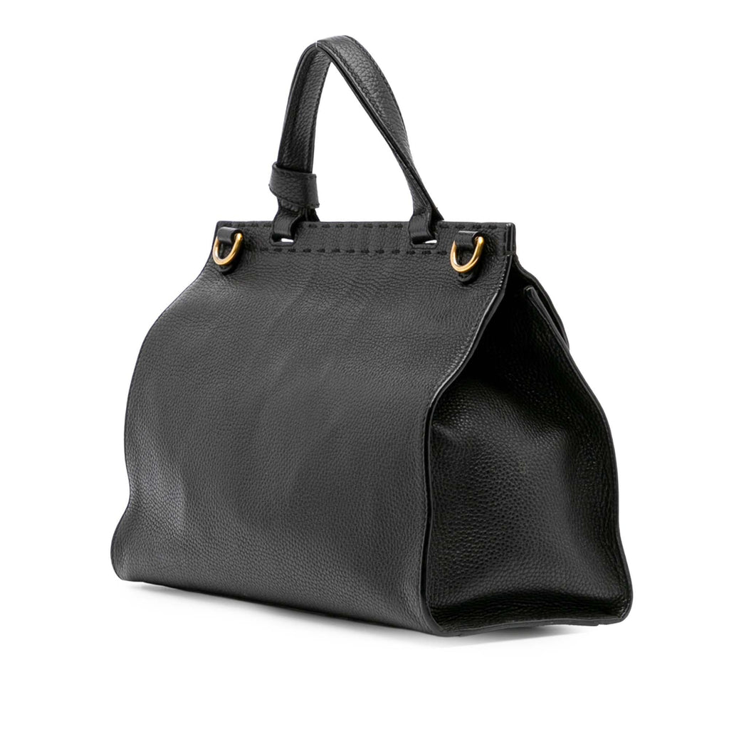 Gucci Small GG Marmont Grained Calfskin Top Handle Satchel