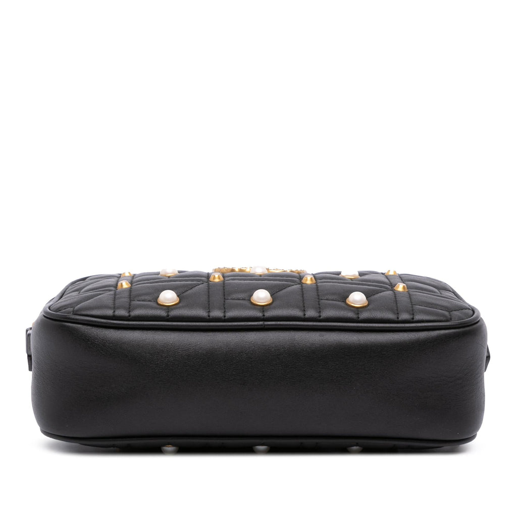 Gucci Small GG Marmont Matelasse Leather Pearl Studded Crossbody