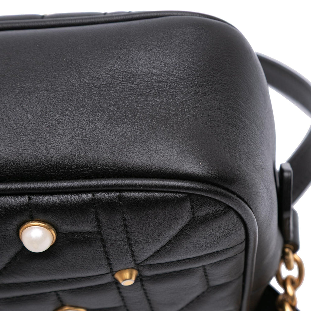 Gucci Small GG Marmont Matelasse Leather Pearl Studded Crossbody