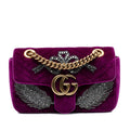 Gucci Small GG Marmont Matelasse Velvet Crystal Embellished Shoulder Bag