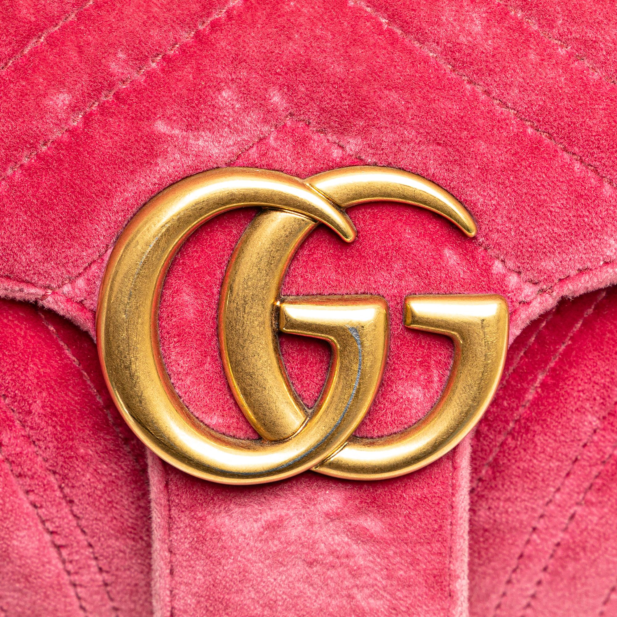 Gucci Small GG Marmont Matelasse Velvet Flap Crossbody