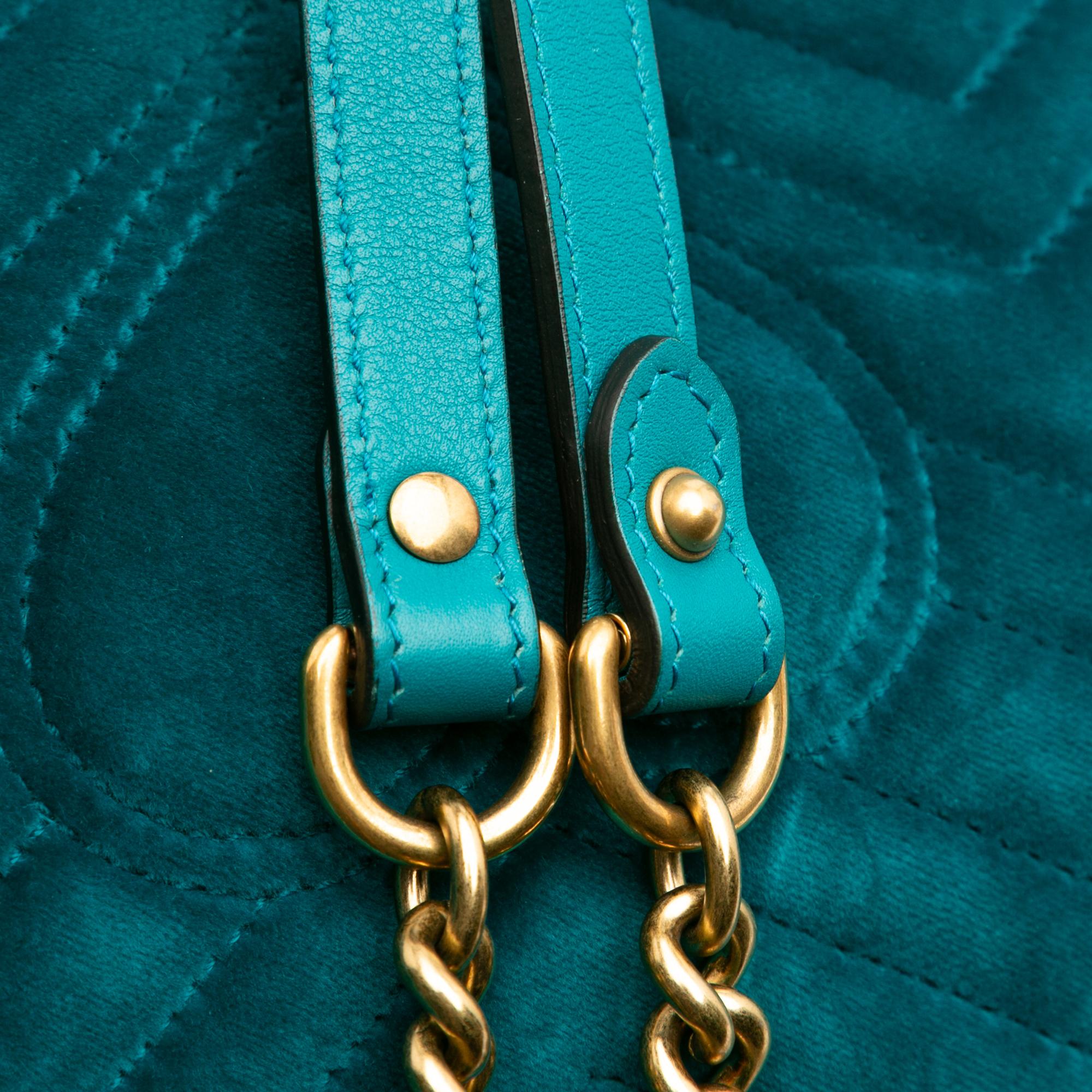 Gucci Small GG Marmont Matelasse Velvet Flap Crossbody