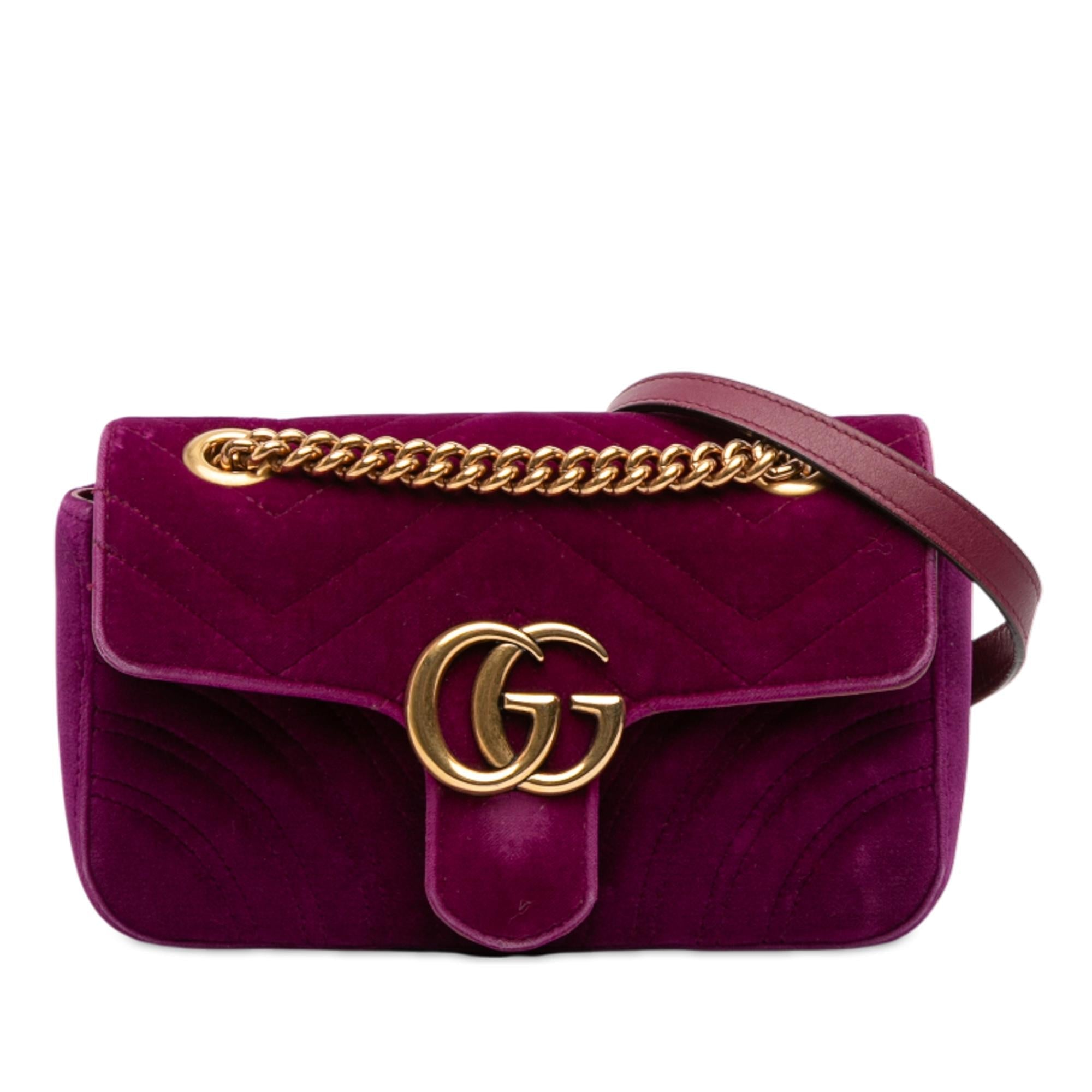 Gucci Small GG Marmont Matelasse Velvet Shoulder Bag