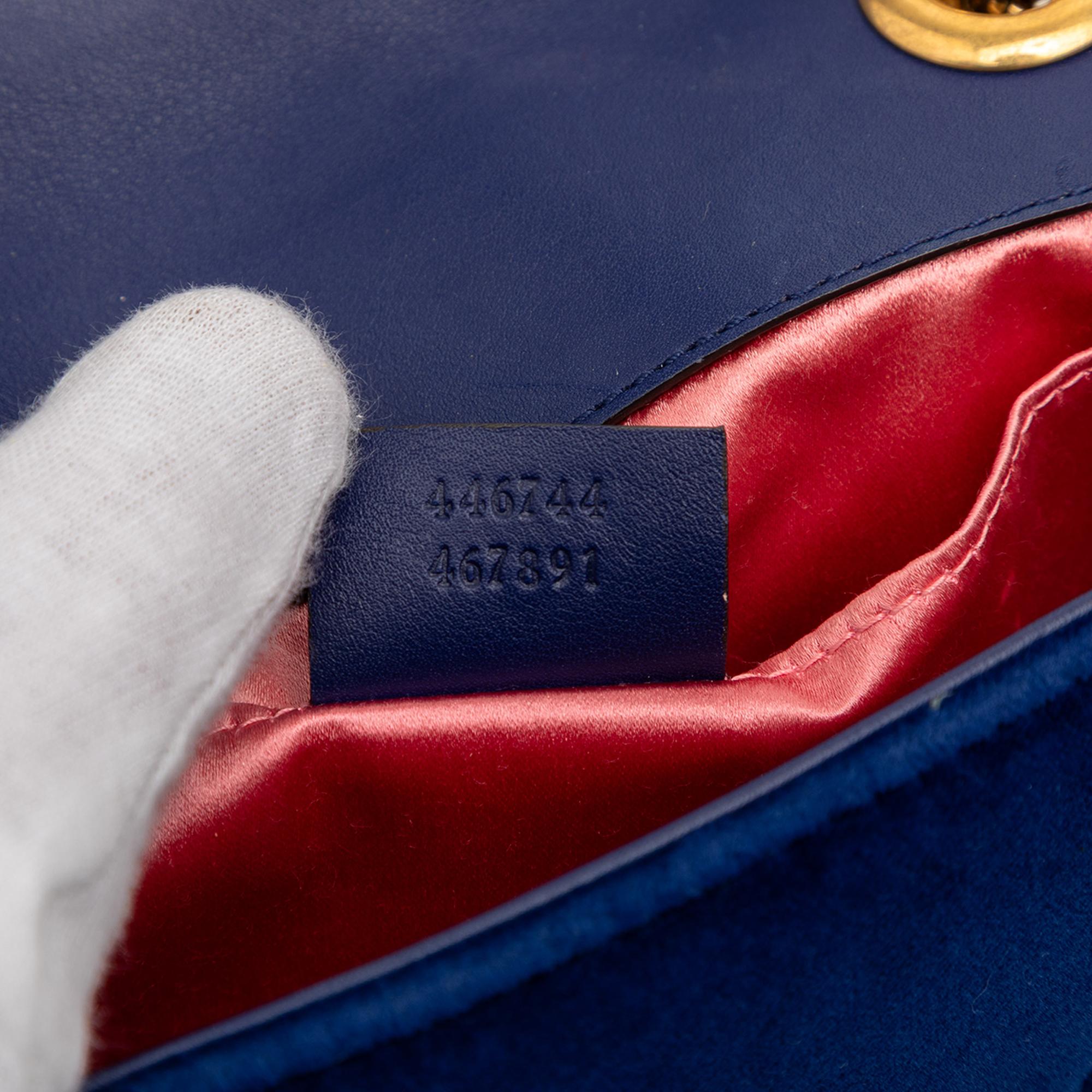 Gucci Small GG Marmont Matelasse Velvet Shoulder Bag