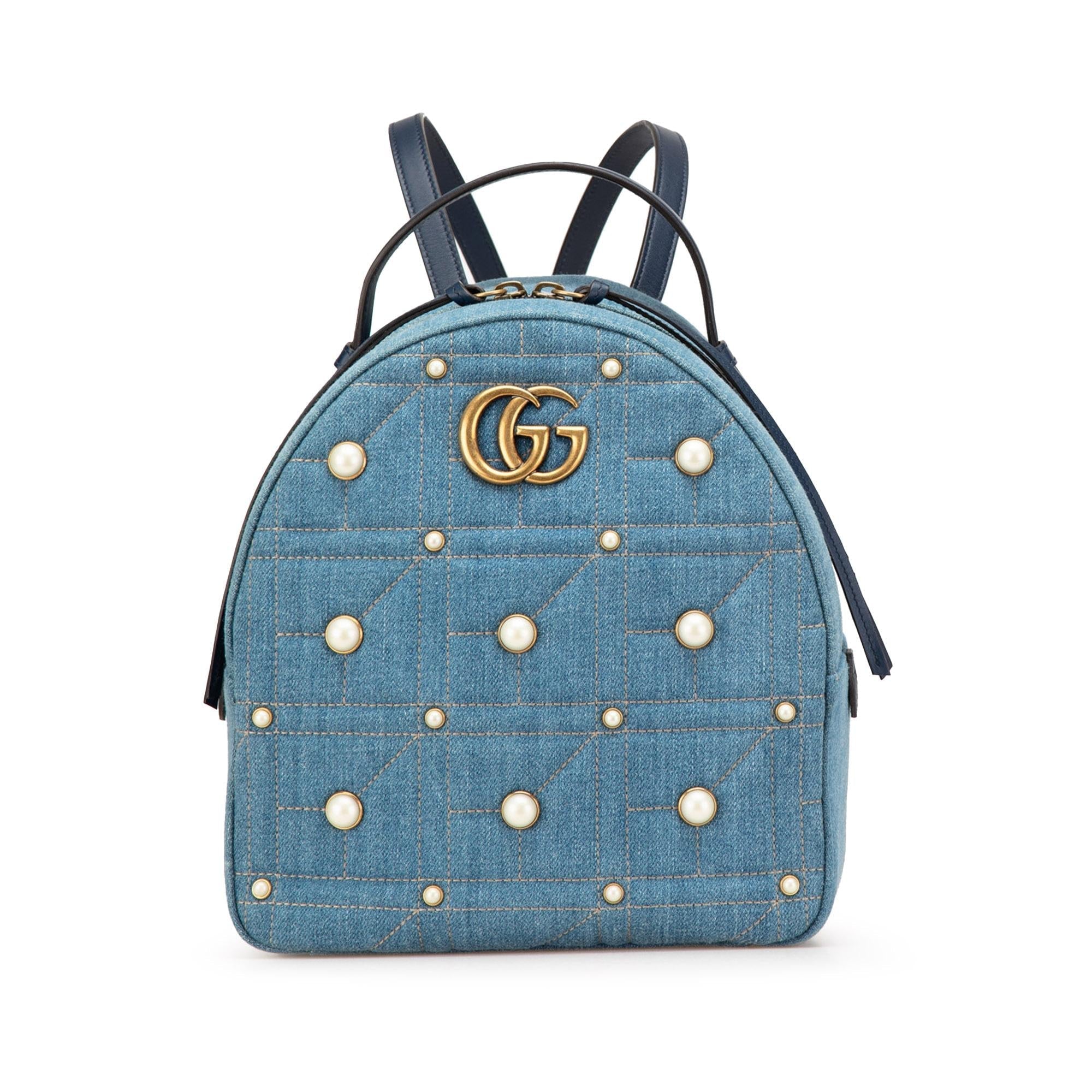 Gucci Small GG Marmont Pearl DLBim Backpack