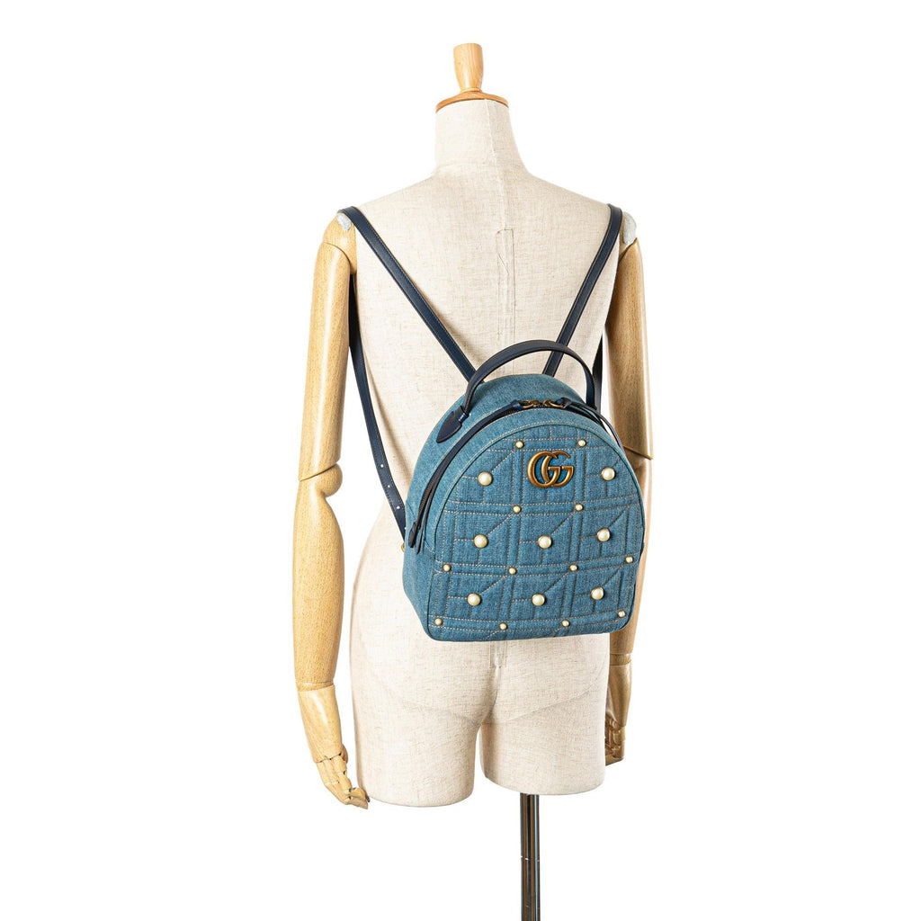 Gucci Small GG Marmont Pearl DLBim Backpack