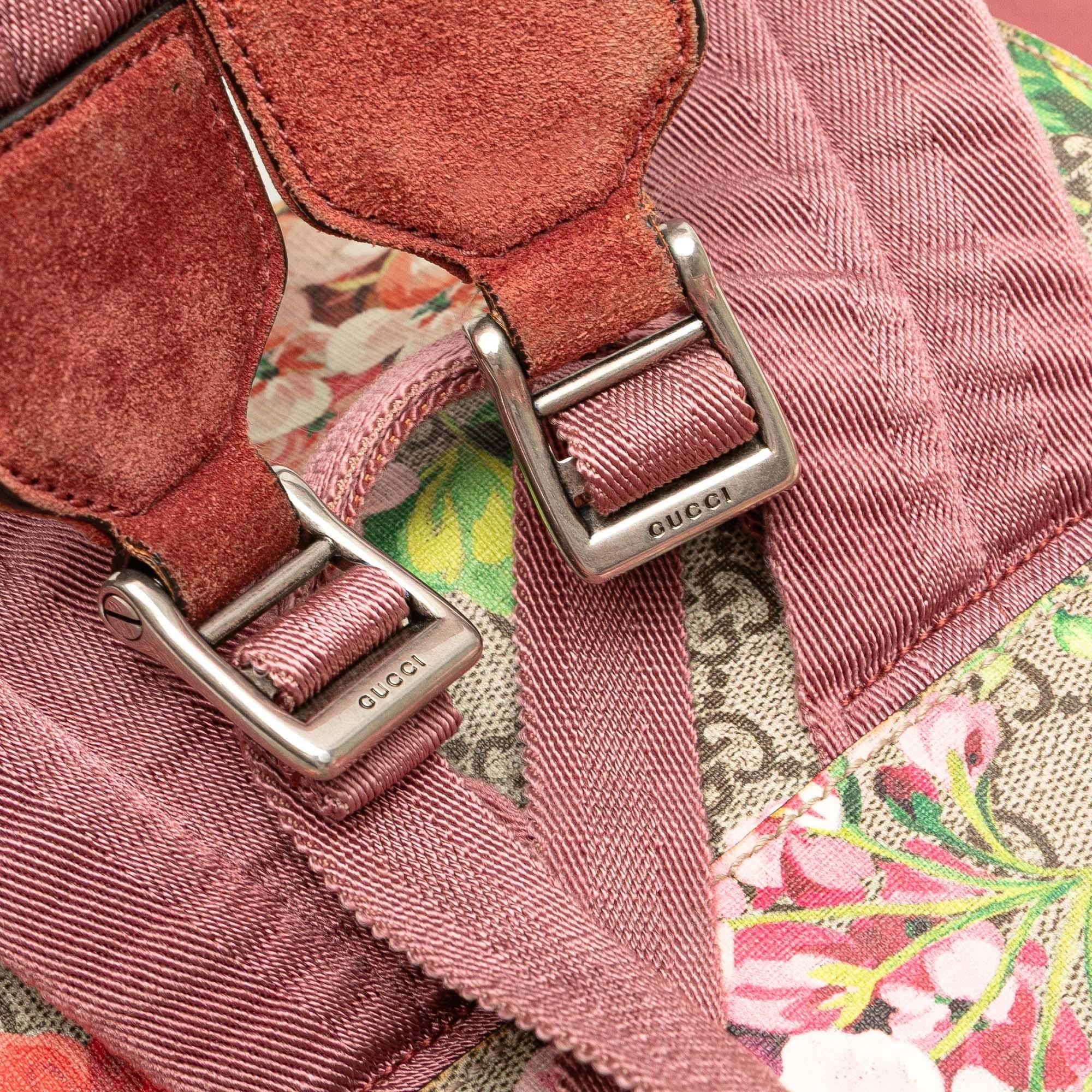 Gucci Small GG Supreme Blooms Single Buckle Backpack