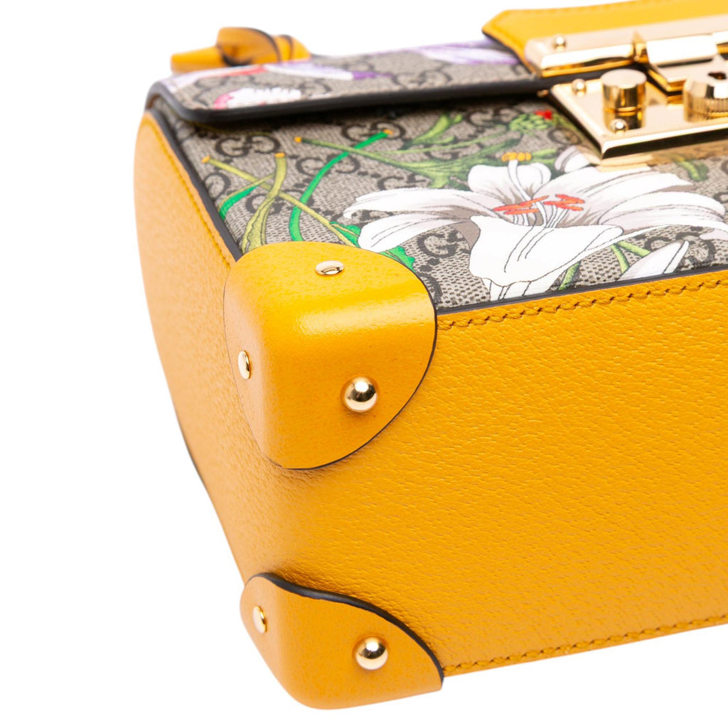 Gucci Small GG Supreme Flora Bamboo Padlock Satchel