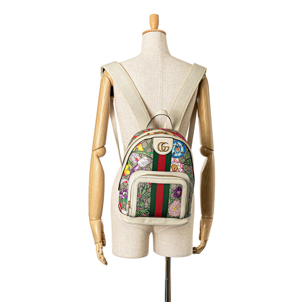 Gucci Small GG Supreme Flora Ophidia Backpack