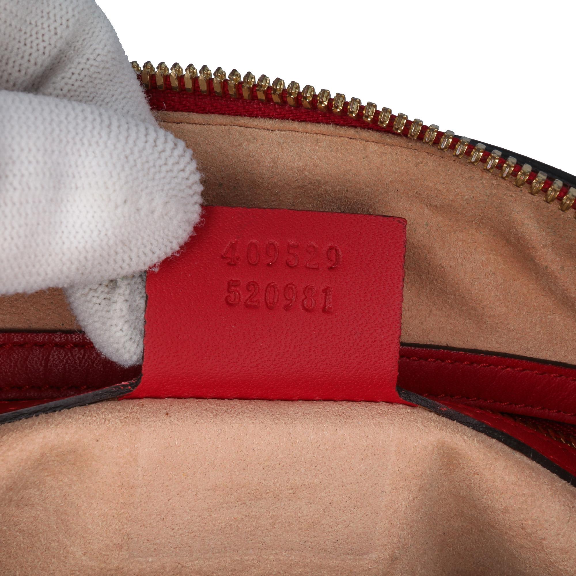 Gucci Small GG Supreme Kingsnake Heart Embroidered Satchel