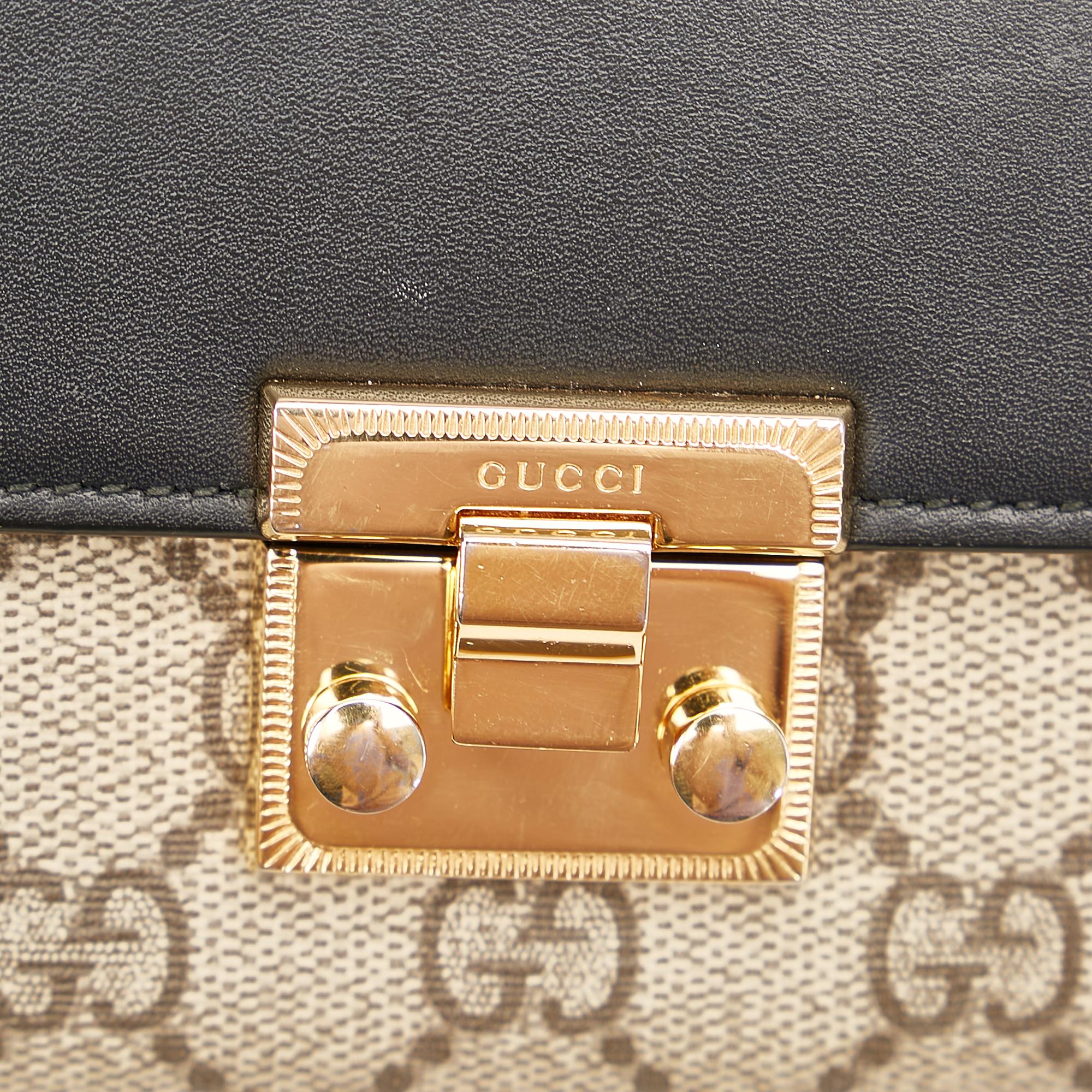 Gucci Small Gucci Supreme Padlock Crossbody Bag (SHG-23391)